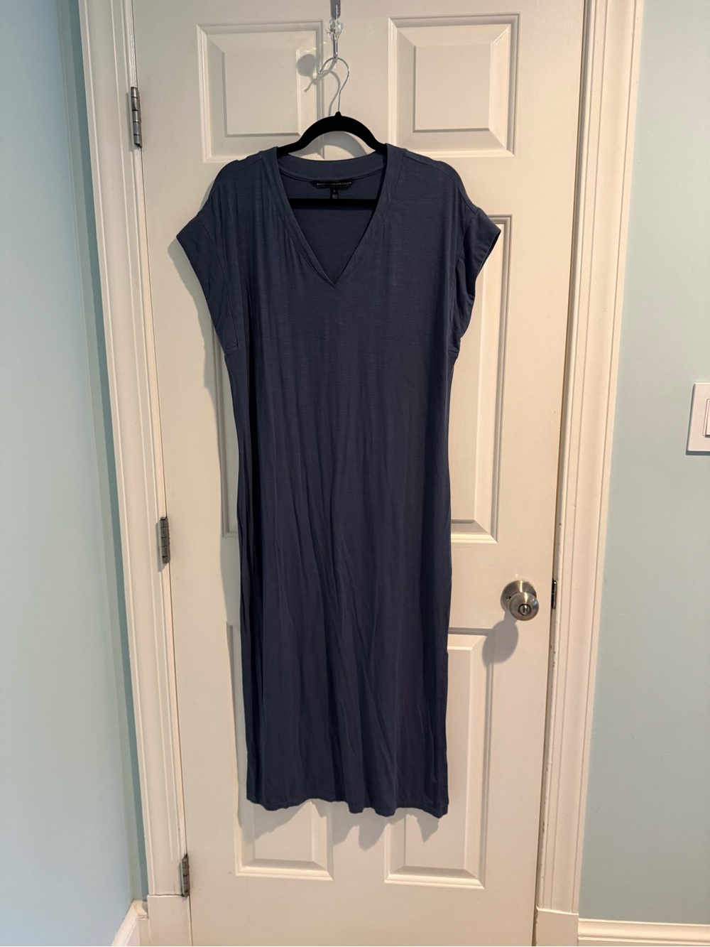 WHBM Blue V-Neck Midi Maxi T-Shirt Dress Size Large